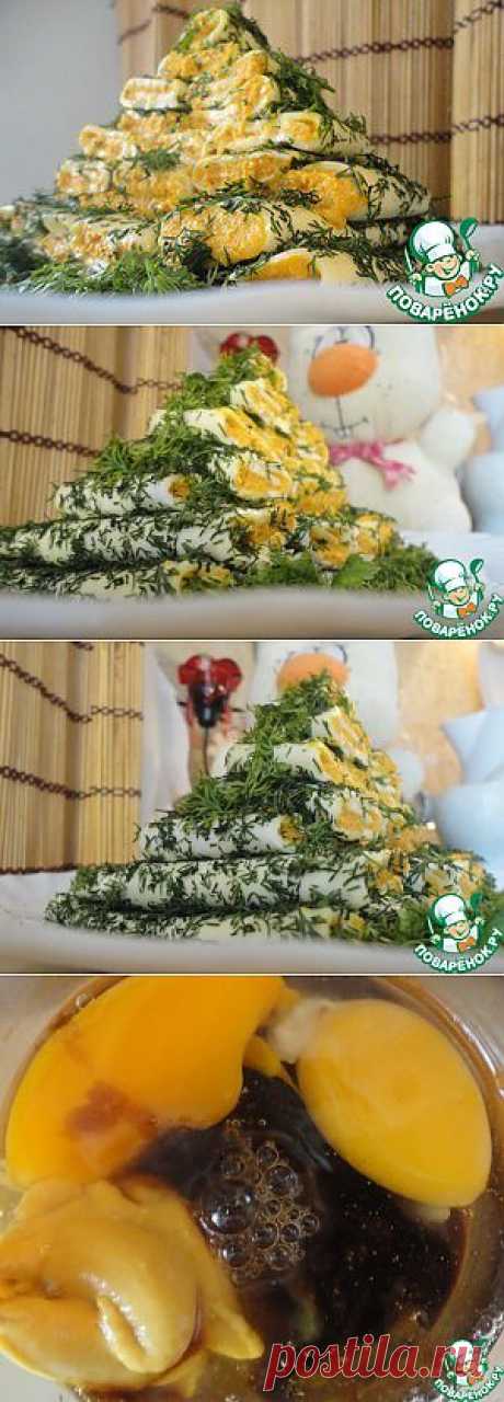 Закусочная ёлочка из острых сырных рулетов - кулинарный рецепт