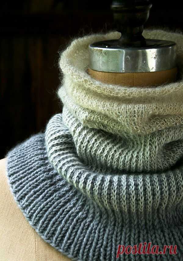 Оригинальный снуд из пряжи разного состава. Laura's Loop: Ombre Cowl - The Purl Bee - Knitting Crochet Sewing Embroidery Crafts Patterns and Ideas!
