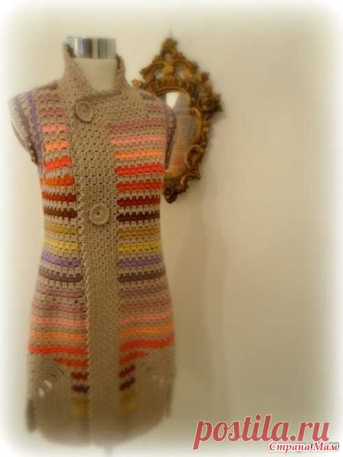 Оригинальные жилеты из остатков пряжи. - Вязание - Страна Мам