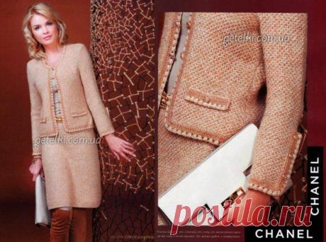 Костюм А-ЛЯ ШАНЕЛЬ. Спицы + крючок. Описание, схема, выкройка