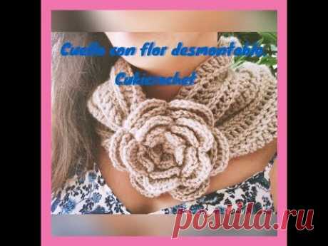 PASO A PASO CUELLO CON CIERRE EN FORMA DE FLOR  A CROCHET / GANCHILLO PARA DIESTROS.