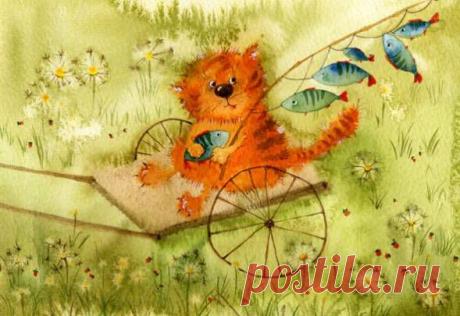 Солнечно-акварельные коты Виктории Кирдий