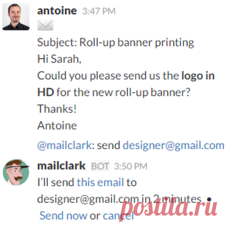 Help, simple actions — MailClark, the email bot for Slack