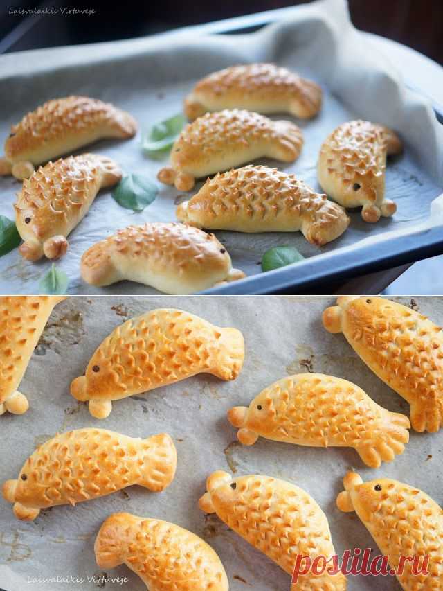 Булочка с курицей и грибами - " Золотая рыбка ".