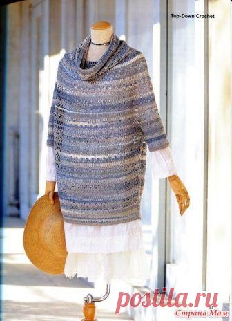 Туника крючком от китайских рукодельниц. Он-лайн. Девочки, скоро к нам вернется осень и чтобы быть уже во всеоружии предлагаю связать вот такую интересную тунику. Вариантировать ее можно по длине, как под джинсы, так и под платье.