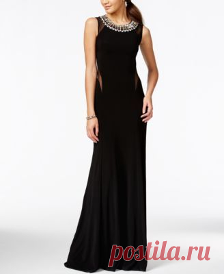 B Darlin Illusion-Back Embellished Dress