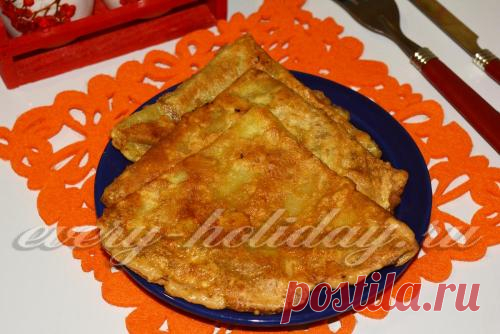 Блины "Треугольники" с мясной начинкой: рецепт с фото