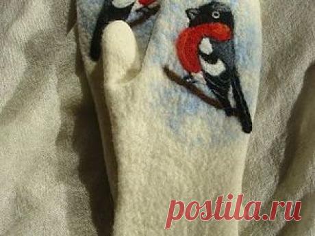 Рисунок на варежки &quot;Снегири&quot; - Ярмарка Мастеров - ручная работа, handmade