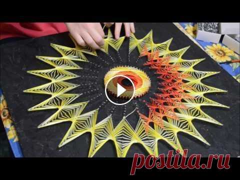 Процесc создания картины в технике string art. Для создания понадобилось: 576 гвоздей, доска 50х50. 3 дня забивала гвозди и 1,5 часа на нитки....