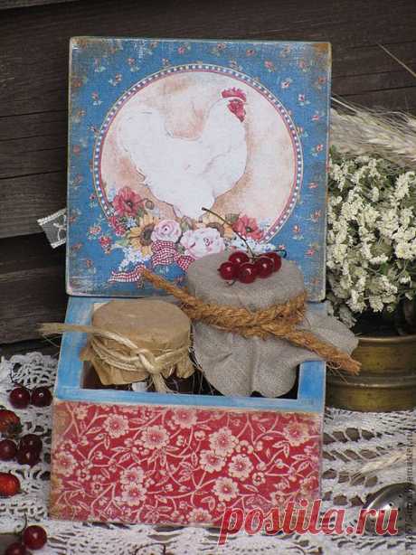 Купить " Village bouquet....." Короб. - синий, короб, короб для хранения, короб для кухни