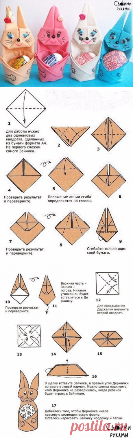 Пасхальный зайчик из салфетки