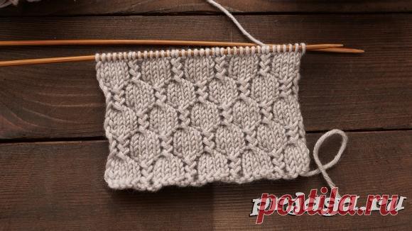 Фактурный узор спицами. Узор спицами из микса лицевой глади и французской резинки
