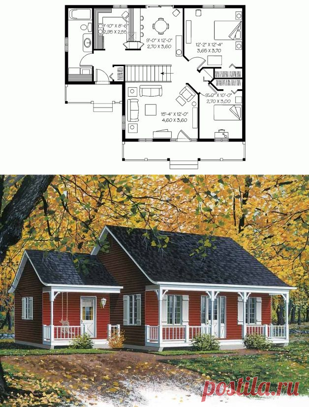 Идеальный отпуск Retreat HWBDO14114 + коттедж из BuilderHousePlans.com
