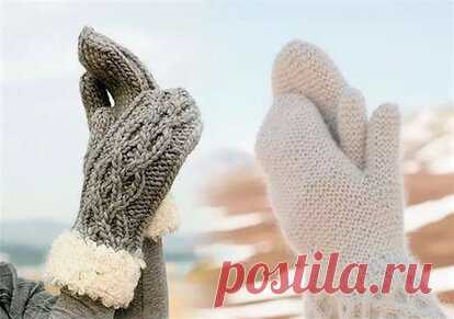 Варежки спицами с узором для начинающих
