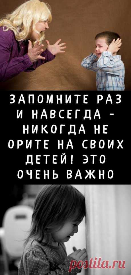 Запомните раз и навсегда - НИКОГДА не орите на своих детей! Это очень важно
