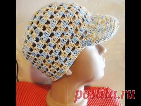 Шапочка Часть 3  Beanie with a visor for boy Crochet Part 3