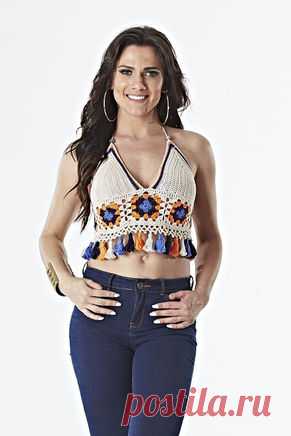 Receitas Círculo - Top Cropped Squares de Crochê