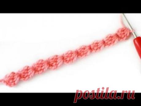 Наборный ряд из шишечек крючком / Вязание