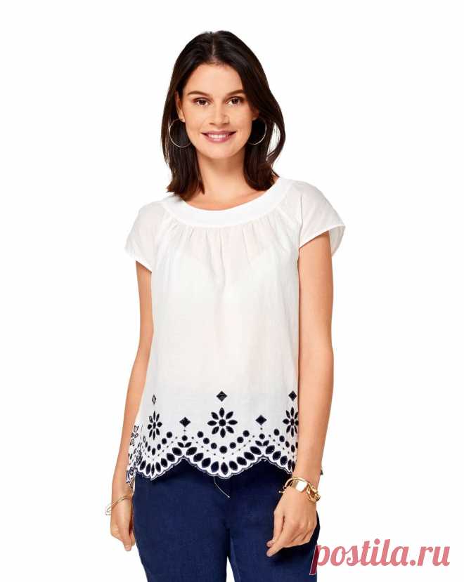 Bluse | Mode zum Selbernähen im burda style Onlineshop. Blusen im folklore style – ein Evergreen unter den Modetrends. Bluse A typisch mit bunter Stickereibordüre, kurzen Raglanärmeln und breiter Ausschnittblende.