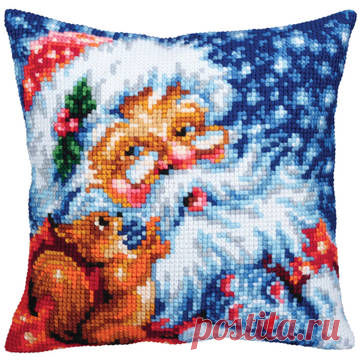Санта от Collection D'Art. Набор для вышивания (подушка) арт.5353