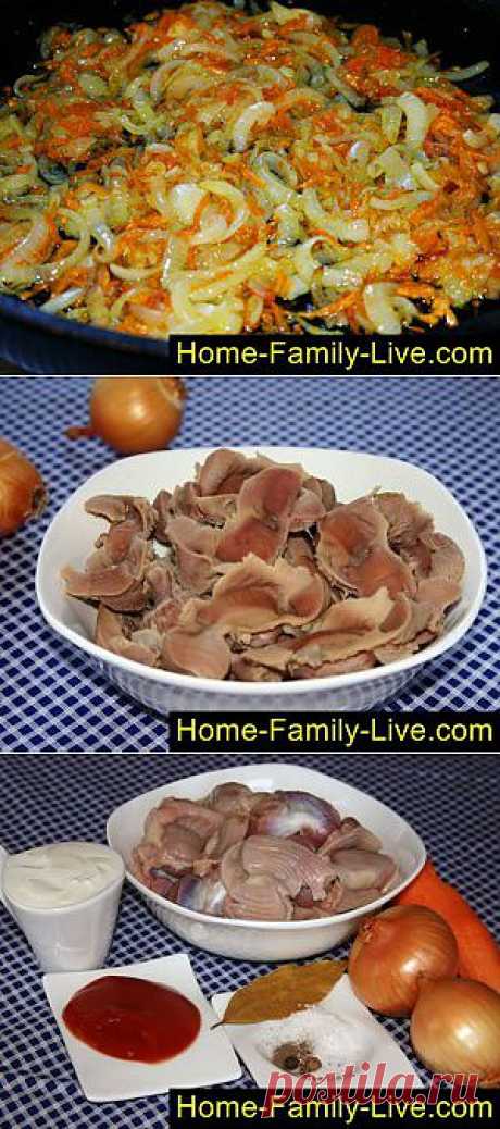 Кулинарные рецепты Куриные желудки в сметанном соусе - пошаговый фоторецепт
