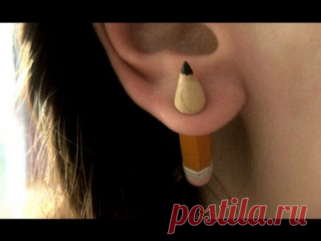 Pencil earring - Faux ear taper - Polymer clay - YouTube