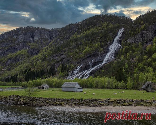 Картинки норвегия, горы, водопады, hildal, скала, природа - обои 1280x1024, картинка №435864