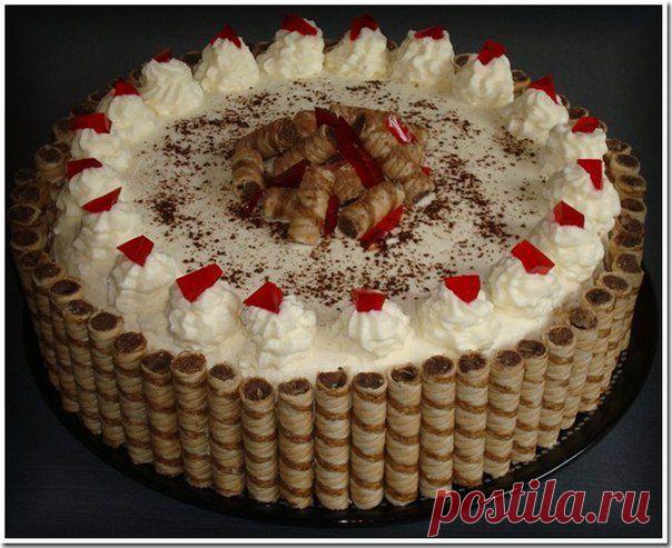 Шоколадный торт с творожным кремом "Нежность" .