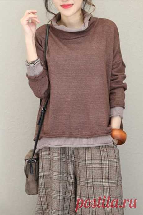 Casual Quilted Color High Neck Base Sweater For Women Q1723 Fabric:                  Fabric has no stretchSeason:                Fall,Spring,WinterType:                     SweaterSleeve Length:     Long sleeveColor:                    Gray,CoffeeMaterial:                CottonLength:                  ShortStyle:                     CasualNeck Type:            High NeckSilhouet