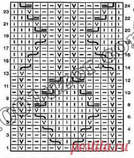 1001 узор. Узоры спицами. Узоры из перекрещенных петель, узор 12