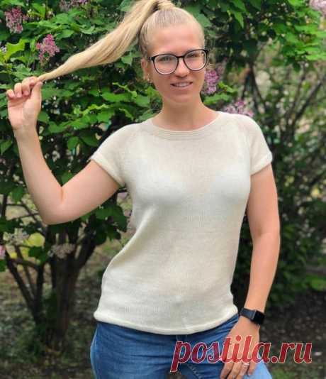 Вяжем базовый топ спицами Пряжа любая-главное попасть в плотность!•