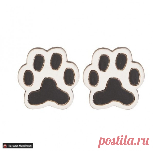 Серьги 'Лапки' из дерева и расписаны вручную ручной работы купить в Минске и Беларуси, цены на HandMade