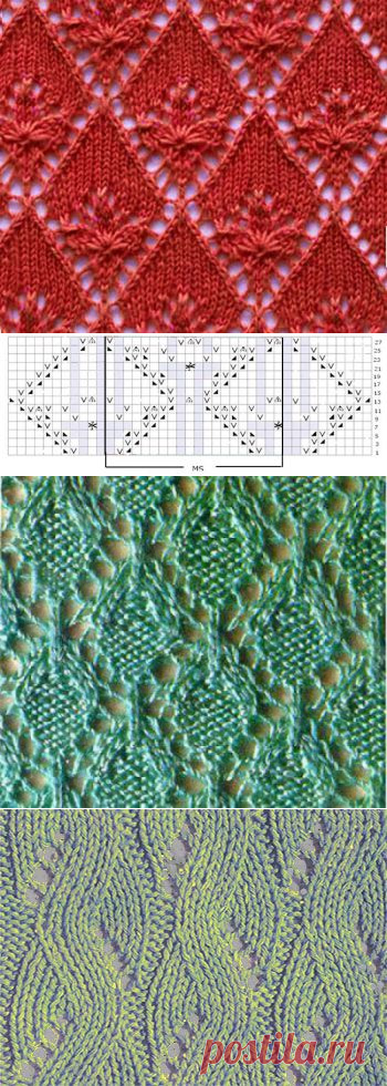 Красивые ажурные узоры спицами. Часть 4