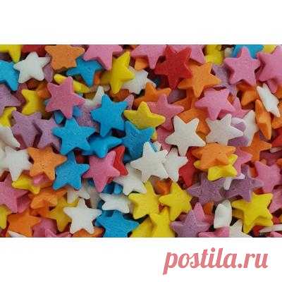 80р---0,4см--Посыпка кондитерская звезды разноцветные 100 гр  - купить по доступной цене