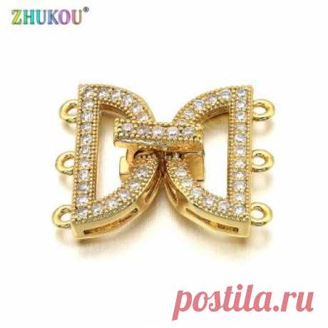 16*19 мм Латунь кубического циркония застежками Крючки для Diy ювелирных изделий Аксессуары, смешанный Цвет, модель: VK35 купить на AliExpress