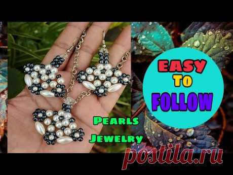 Diy Pearl Beads Earrings & Pendant Making//How To Make Beaded jewellery At Home//somycrafty