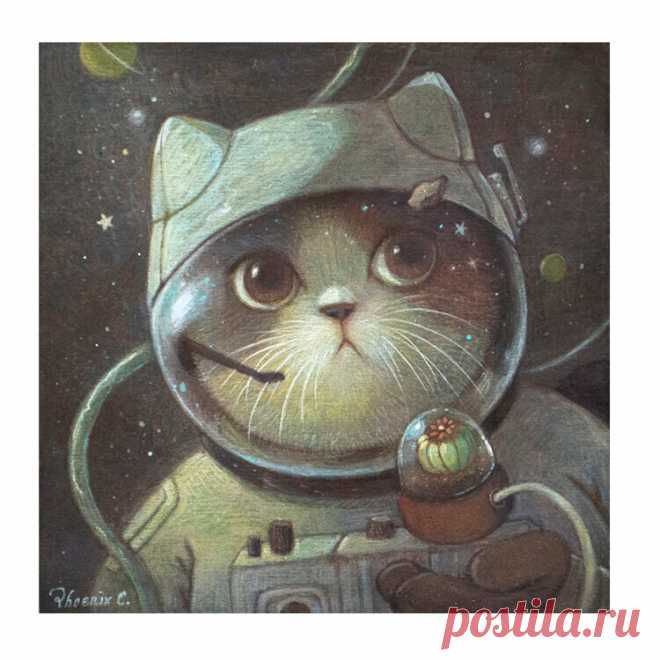 От этих картин идет тепло |Кошачьи уютности художника Феникс Чан | 