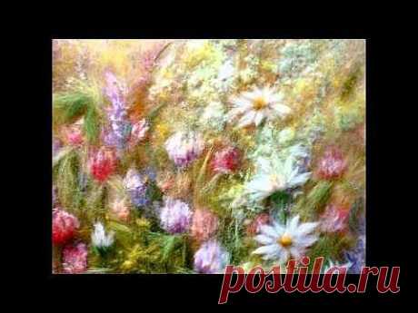 Картины из шерсти &quot;Цветы и травы полевые&quot; - YouTube
