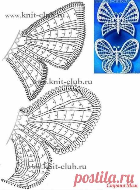 . Ирландские бабочки, схемы - Вязание - Страна Мам