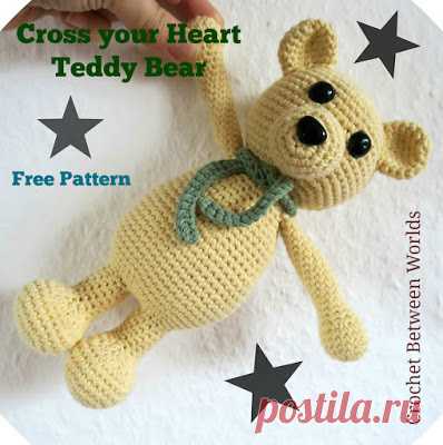 Crochet between worlds: FREE PATTERN: Cross Your Heart Teddy
