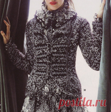 Вязаный приталенный женский жакет №30 из Vogue Holiday 2009