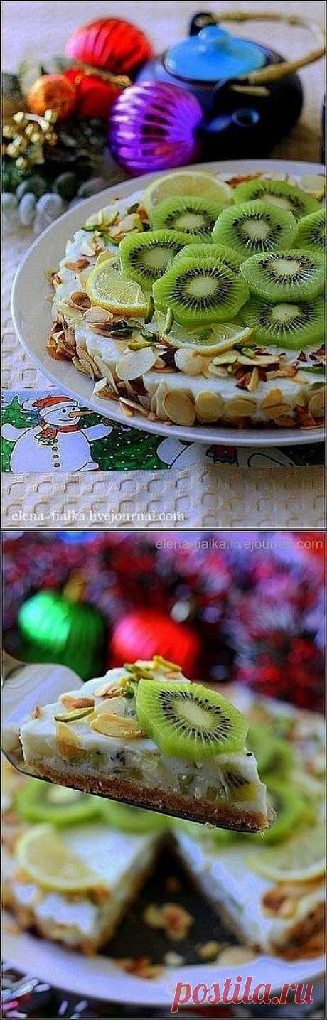 Как приготовить блюдо "легкий торт с освежающим йогуртовым кремом и сочными киви" - рецепт, ингридиенты и фотографии | sloosh
