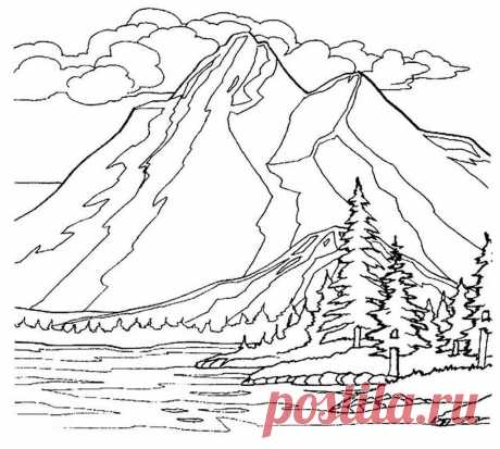 Раскраски Горы для детей 3-10 лет. Раскраски по теме Природа.