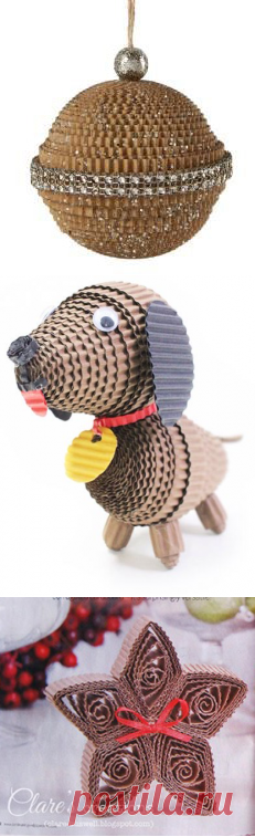 Новогодние украшения из гофрокартона - Домашний hand-made