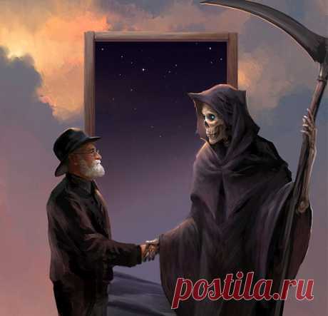 Добрая сказка: — Мужчина с трудом поднялся, оглянулся по сторонам на больничную палату, койку, свое измученное тело… &mdash; Смерть?        	&mdash; Агасики.        	&mdash; Ты за мной?        	&mdash; Да вроде, здесь и нет никого больше.        	&mdash; Что ж&hellip; ты должна была прийти рано или поздно.        	&mdash; Должна, должна&hellip; Никому я ничего не должна! Вставай давай, пора нам.        	Мужчина с трудом