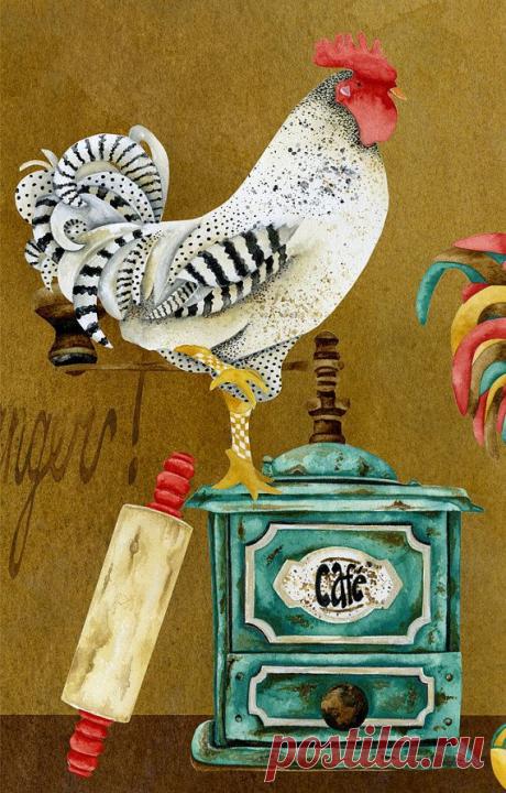 Art Print. Rooster Whimsies