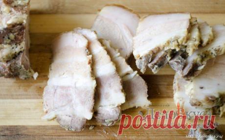 Сало с чесноком в банке на водяной бане