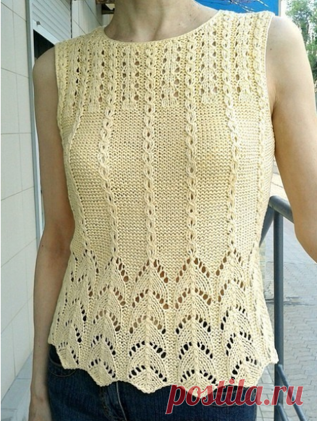 Топ из ленточной пряжи спицами — HandMade