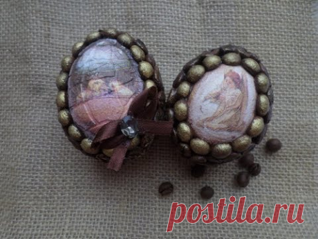Кофейные пасхальные яйца,мастер класс\Decor with coffee beans of Easter eggs