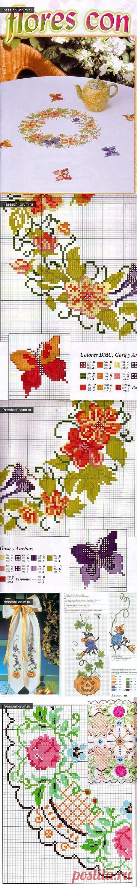 УЗОРЫ ДЛЯ СКАТЕРТЕЙ И САЛФЕТОК. ЧАСТЬ 6 / Схемы вышивки крестиком / PassionForum - мастер-классы по рукоделию